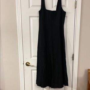 NWT Gap black linen maxi dress,  square neckline,  elastic back